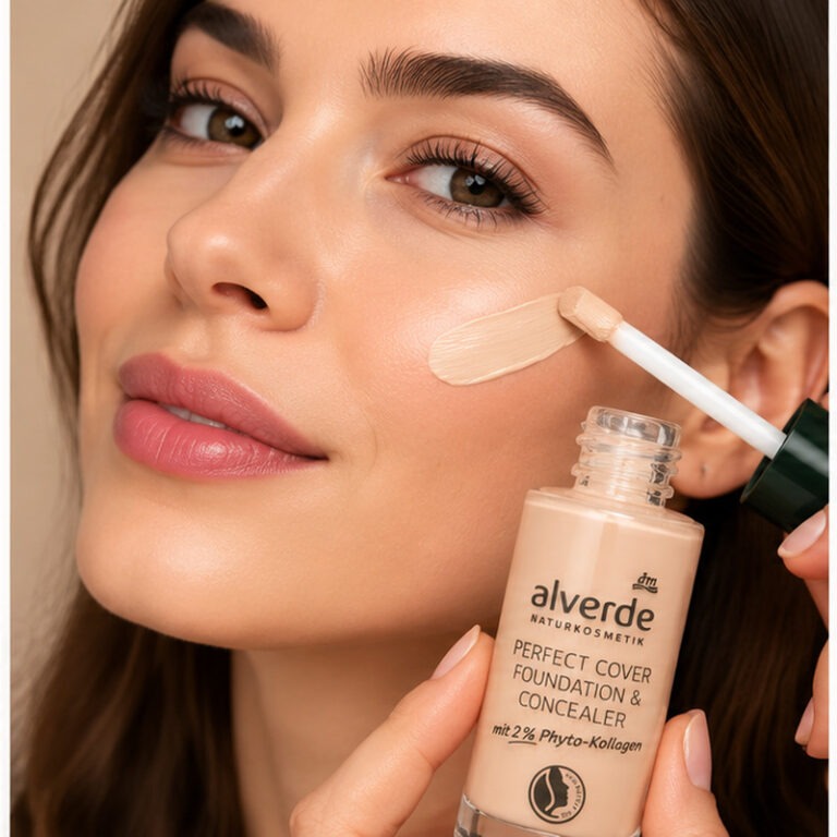 كريم أساس وكونسيلر Alverde Perfect Cover 10 Vanilla بالكولاجين النباتي 2% حجم 25 مل