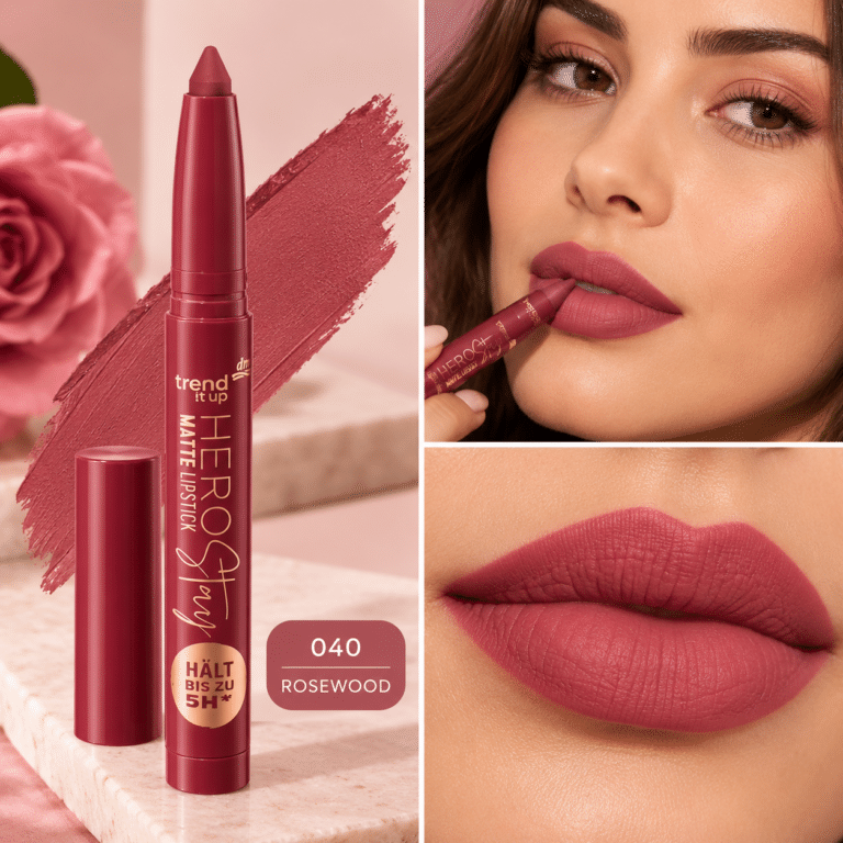 روج trend it up Hero Stay Matte 040 Rosewood أحمر شفاه وردي خشبي مطفي 1.4 غرام